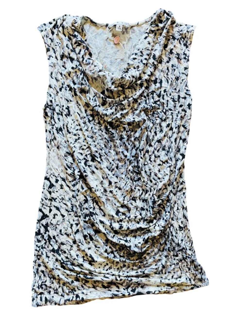 CAbi Lana Drape Neck Ruched Sleeveless Animal Print Top S - Picture 2 of 8